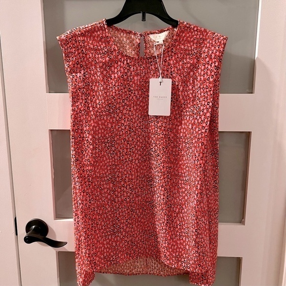 Ted BAKER pink patterned sleeveless blouse. NWT Size 3 (US size 8/10) - Picture 1 of 11